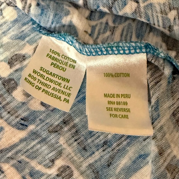 Lilly Pulitzer Blue and White Swirl Short Sleeve Etta Top - Picture 5 of 8